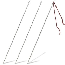 NICECONE 3 PCS 12inch Upholstery Needle 30cm Length 3mm Thickness, Large Eye Long Straight Hand Sewing Needles for Canvas Carpet Leather Home Crafts Projects Repair Stitching