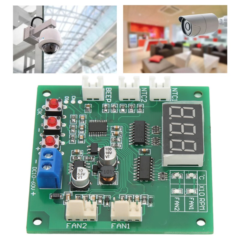 DC10‑60V 2 Channel 4 Wire Fan PWM Temperature Speed Controller