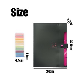 1 Piece of A4 Folder, Multi-Layer Separated Folder, Label Folder, Expandable Folder, Suitable for Organizing Documents, Letters, Notebooks and Magazines (Black)