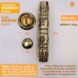 Snadi Incense Burner (Incense Burner) Om Symbol in Gold Brass - 27cm High Base 8cm and Lid 5cm Weight 155g Incense Holder Holds up to 5 Incense Sticks