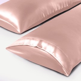 Treely Satin Pillow Covers 20x48 Inches,Silky Satin Body Pillow Pillowcase Protect Hair and Skin,Slip Long Pillow Cases with Envelope Closure, Champagne