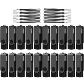AreTop 16GB 20 Pack USB Flash Drive, Bulk USB 2.0 Thumb Drive Swivel Memory Stick Jump Drives Pen Drives for Storage and Backup (20 Pack 16GB, Black)