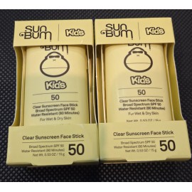 Sun Bum Kids 50 Clear Sunscreen Face Stick 0.53 oz 2-Pack Water Resistant