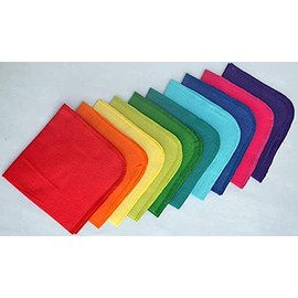 2 Ply Solid Color Flannel 10x10 Inches Little Wipes Set of 10 Rainbow Assortment - Proudly Made in the USA!