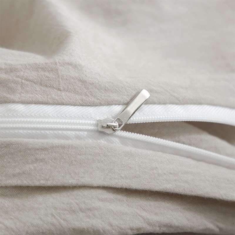 YASMENG Half-Linen Bed Linen, 135 x 200 cm, Light Grey,