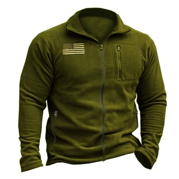 Beotyshow Mens Full Zip Fleece Jacket Warm Soft Polar Military