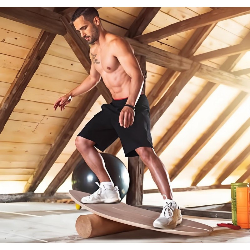 Balance Board Indoor Surfboard Surf Style Home Fitness with Wheel