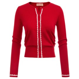 Junior's Long Sleeves Knit Shrug Bolero Cardigan Red X-Large