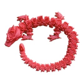 3D Printed Rose Dragon, Relief Anxiety Dragon Action Figures 3D Printed Toys, Rotatable and Poseable Joints 3D Articulated Dragon Toys, 3D Printed Toys for Kids & Adults (13.8in-Red)