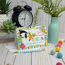 Funny Token Of My Appreciation Toucan Bird Themed Single (1) All Occasion Blank Thank You Card To Send To Friends & Family, 4"x 6" (when folded) Fill In Notecard by AmandaCreation