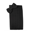Cardi International Luxury Black Satin Cummerbund and Bow Tie -