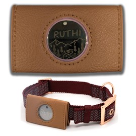 Dog Collar ID Holder - Dog Tag Silencer - No Noise Dog Tag Pouch for Dog Collar - Dog ID Tag Protector - Pockets for Dog Accessories, Rabies Tags, Poop Bags - Slide on Dog ID - Pet tag (Camel)