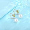 Rocayi Pearl Hoop Huggie Earrings 925 Sterling Silver Butterfly Drop