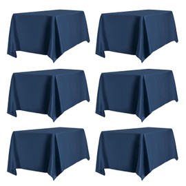 PureFit 6 Pack Rectangle Navy Blue Table Cloths 60 x 102 Inch for 6Ft Tables, Stain and Wrinkle Resistant Table Linens for Home Use, Wedding, Party, Banquet and Camping