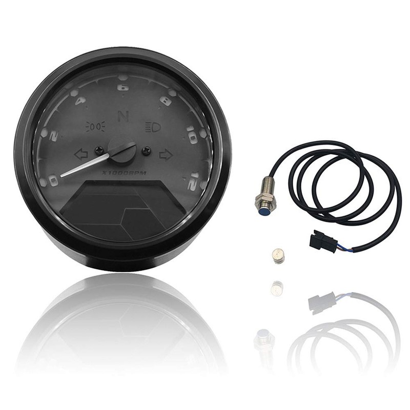 HANSWD MPH/KMH 124MPH/199km per hour 12000rpm LCD Digital Speedometer Tachometer