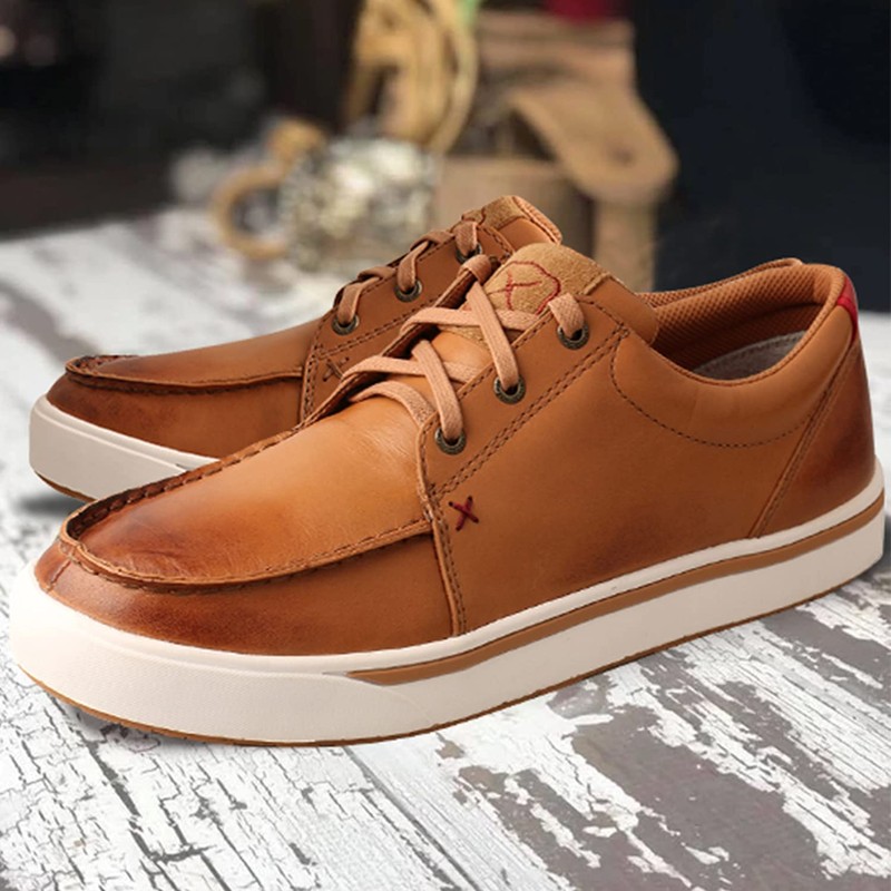 Twisted X Men's Kicks, Moc Toe, Tan Leather, 10.5 M