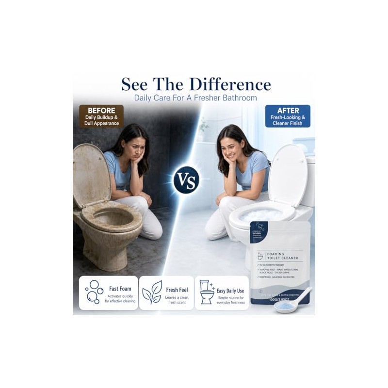 2 Pack Foaming Toilet Bowl Cleaner - Fast-Dissolving Fresh Scent