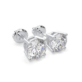 Moissanite Stud Earrings, 0.3ct-4.00ct DF Color Brilliant Round Cut Lab Created Diamond Stud Earrings 18K White Gold Plated Silver Screw Backs for Womens and Mens
