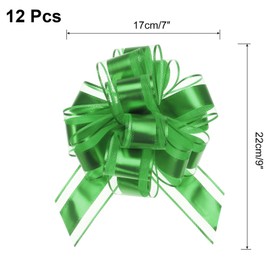 TOP-VIGOR 12Pcs 9 Inch Extra Large Pull Bow, Metallic Gift Wrapping Bows Ribbon Organza for Wedding Baskets Presents Christmas Valentine's Day Birthday Gift Decorations, Green