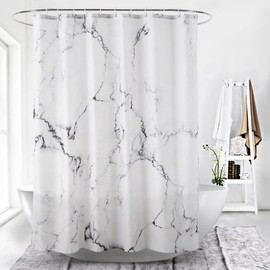YOSTEV Marble Bathroom Shower Curtain,Grey and White Fabric Shower Curtain with Hooks,Unique 3D Printing,Decorative Bathroom Accessories,Water Proof,Reinforced Metal Grommets,Stall 54x78 Inches