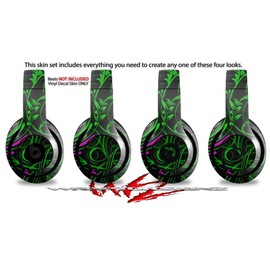 Skin Decal Wrap Compatible with Beats Studio 2 and 3 Wired and Wirelesss Twisted Garden Green and Hot Pink Skin Only Headphones NOT Included