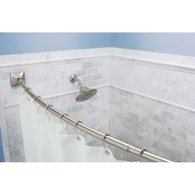 Moen Brushed Nickel 72-inch Permanent Mount Adjustable Curved Shower Rod,