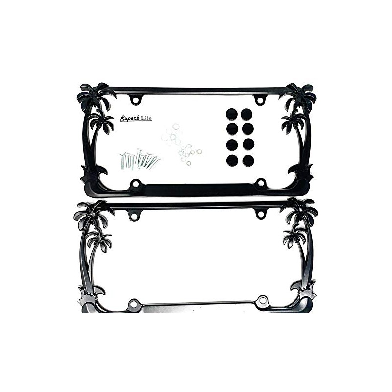 Tropical Palm Tree Chrome Polished License Plate Frame (2 Frames)