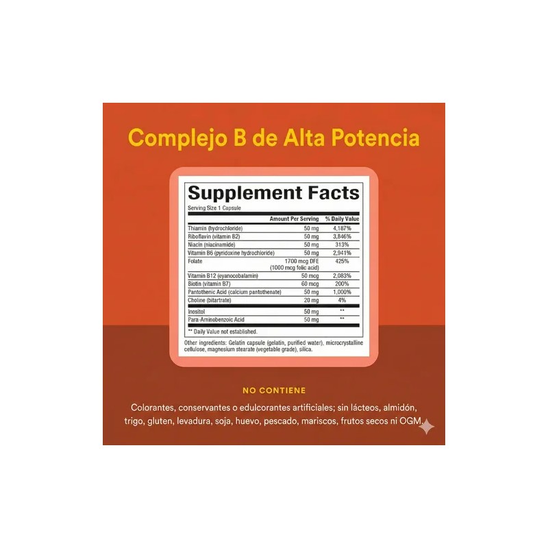 Complejo B De Alta Potencia 50mg Natural Factors