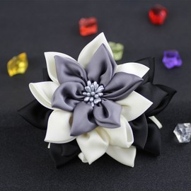 Merdia Jaw Hair Claw Clips with Sharp Leaf Flower Design | Cute Claw Clips for Women, Girls | Colors: Black, White, Grey