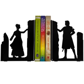 HeavenlyKraft Decorative bookends for Shelves, Couple Bookends, Couple Goal Gifts, Decorative Metal Bookends, Unique Bookends, Non Skid Book Ends, Book Ends for Home/Office Decor/Shelves, 7 Inch Tall