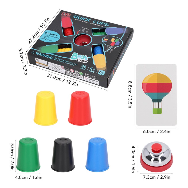 Stacking Cups Card Games Toy Early Educational Training Colorful Interactive
