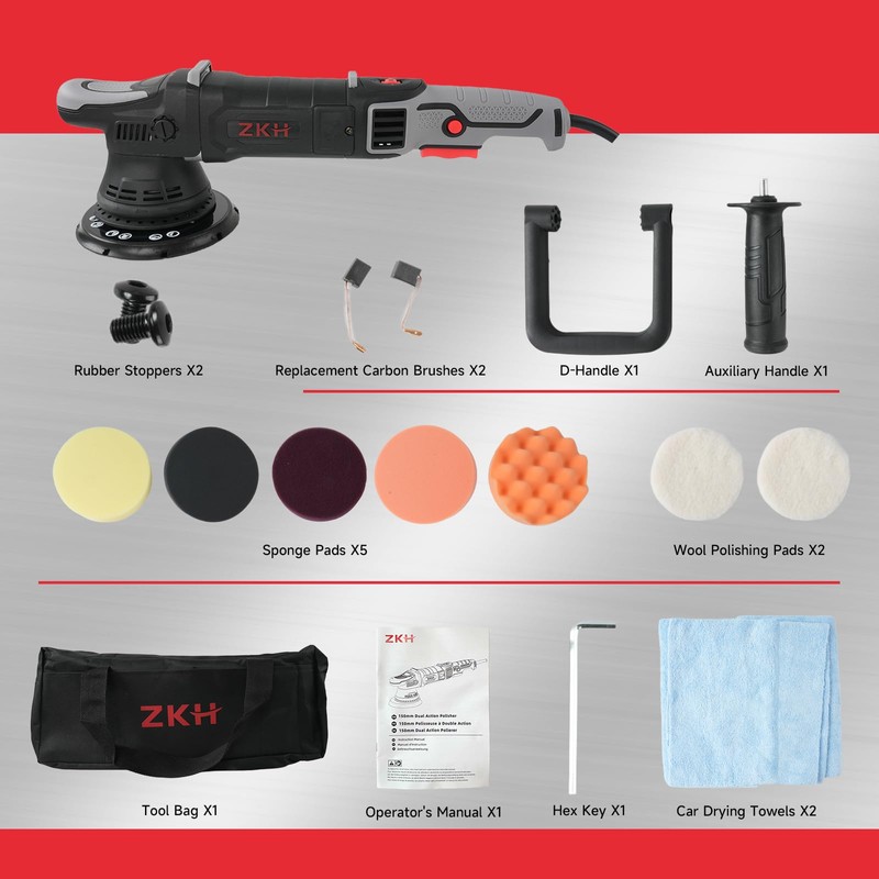 ZKH Buffer Polisher, 6 Inch Car Buffers and Polishers Kit,