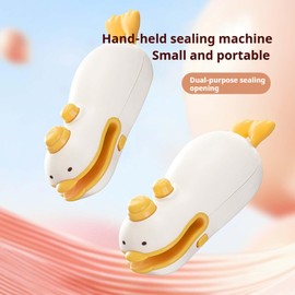 3-IN-1 Mini Bag Sealer, Rechargeable Bag Sealer Heat Seal with Cutter, Magnet Mini Bag Resealer Machine for Plastic Bags Snack Bags-Cute Design 2 Packs