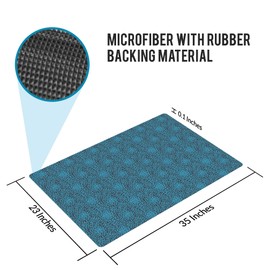 Shape28 Floor Mat Ultra-Thin Kitchen Bathroom Rug with Non Slip Rubber Backing 35”x23” Blue Design 2D
