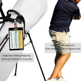 ZWOOGYM Golf Club Distance Range Cards with Holder, Back Writable Yardage Matrix Chart for Beginner to Advanced Players (Back writable, 5)