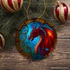 Fierce Dragon Stained Glass Style Ceramic Ornament, Unique Goth Tree