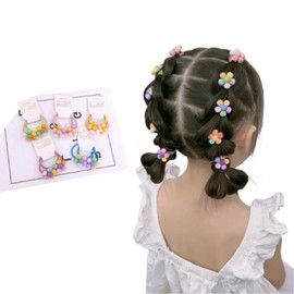 Kids' Hair Tie, Set of 10, Five Flower Ribbon, High Elasticity, Painless, Cute, Princess, Baby Hair Accessory, 5 Colors (Total 10 Pieces) A