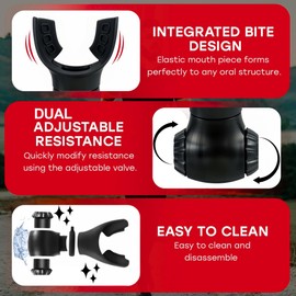 MAGIPLE Lung Trainer Duo+ Pro Edition Dual Resistance Breathing Exerciser, Adjustable Respiratory Training Device for Athletes & Fitness, Portable & Easy to Clean with Neck Strap & Carry Pouch - Stealth Black