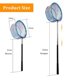 GETRICH Teleskop Kescher Kinder, 41-150CM Angelkescher Schmetterlingsnetz mit Teleskopstange, Kinder Fischernetz Fangnetz Kinderkescher für Outdoor Fische Insekten Angeln Strand Teich Garten Pool