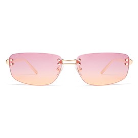 Appassal Trendy Y2k Sunglasses for Women Vintage Rectangle Sunnies AP3719,Gold/Gradient Pink