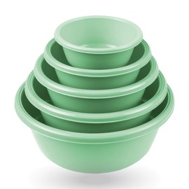 Pro Home Salad Bowl Set of 5 (700 ml - 6 L) Green - Mixing Bowl Storage Bowl, Dishwasher Safe (Diameter 16 cm - Diameter 32 cm) Food Container, Stackable