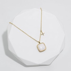 Meissa Opal Necklace for Women October Birthstone Necklace Fire Opal Jewelry White Stone Necklace 925 Sterling Silver Jewelry Gifts, Gold