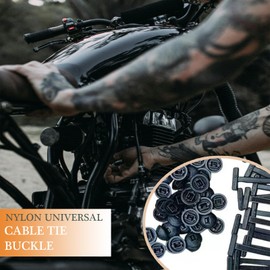 100PCS Nylon Universal Cable Tie Buckle Self-Locking Zip Ties Holder with Pin & Button Design,Heavy Duty Cable Tie Buckle for Car Auto Fixing Daily Repair, Multipurpose Plastic Cable Ties Tool