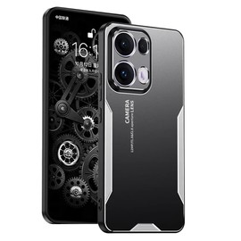 FORZARMOR for Oppo Reno 13 5G (6.59 Inch) Slim Case, [Full Camera Protection] [Hard Back+Soft Edge],Armor Black & Silver Matte Cover (for Reno 13)