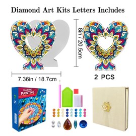 YOYA Diamond Art Letters, 8 Inch Diamond Painting Wooden Letters for Crafts, DIY Full Drill Double Side Diamond Art Kits Letters, 5D Letter Diamond Art Projects for Home Wedding Party Decor, Love
