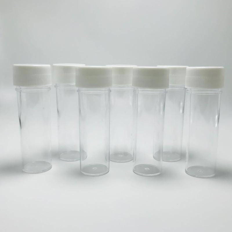 12Pcs 25ML Empty Clear Plastic Test Tubes with White Screw