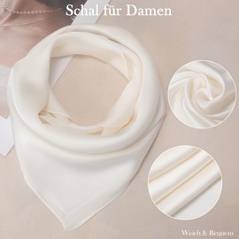 JasGood Women's Silk Scarf Silk Lightweight Elegant Silk Scarf Women's Bandana Neckerchief Headscarf Scarf Versatile Silk Scarf for Women, White