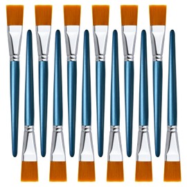 Great Anderw 12 Pieces 1 inch Flat Paint Brushes for Acrylic Painting, Small Paint Brushes with Wooden Handle for Acrylic, Watercolor, Oil, Crafts, Face Body DIY Painting