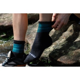 Lé Bent Glacier Ultra Light Mini Bike Merino Wool Sock for Trail Running, Road Running, and Hiking - Aruba Blue - Small
