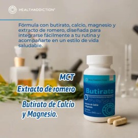 HEALTHADDICTION - Butirato Calcio Magnesio  Con MCT y Extracto de Romero  Suplemento Alimenticio para Bienestar Digestivo y Metabólico  60 Cápsulas   